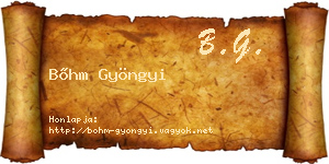 Bőhm Gyöngyi névjegykártya